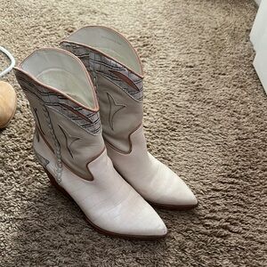 Women's White and Tan Dolce Vita Boots